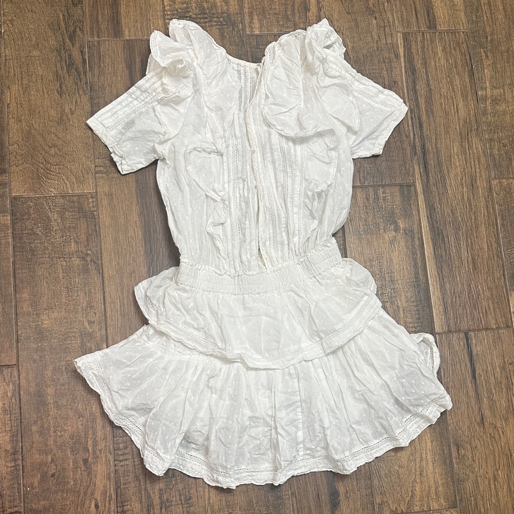 LoveShackFancy White Ruffled Mini Dress - Picture 3 of 7